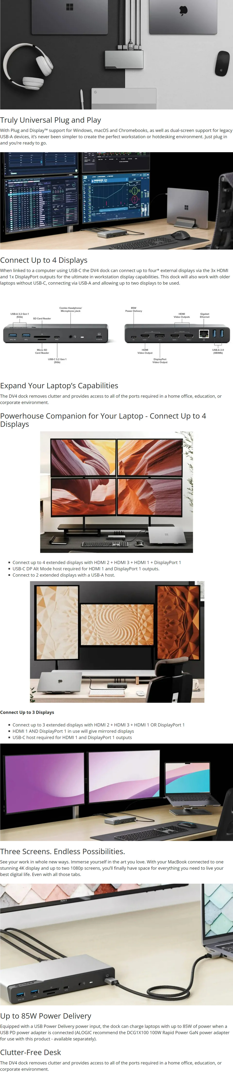 alogic dv4 universal quad display docking station